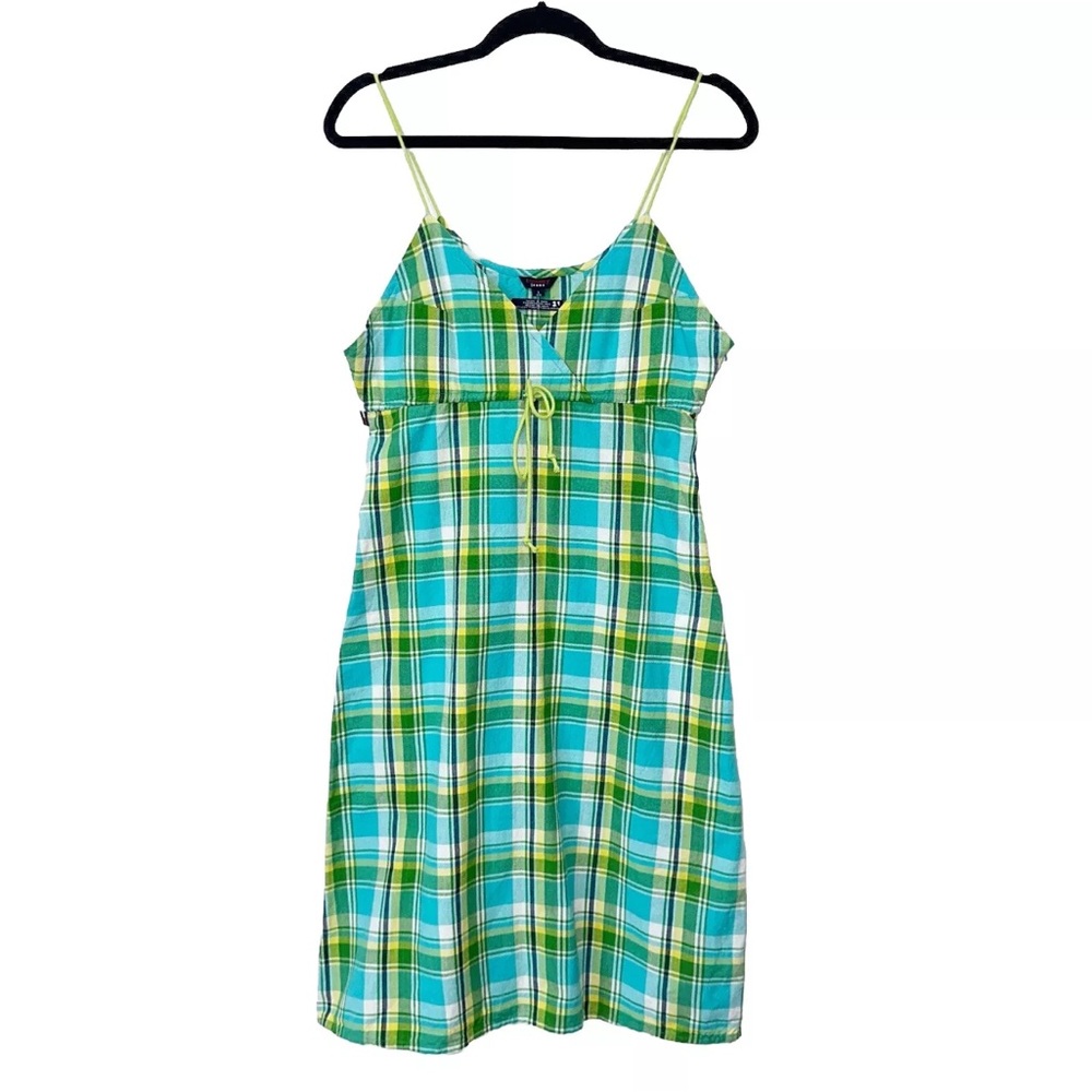 Vintage Y2K Tommy Hilfiger Blue Green Plaid Dress